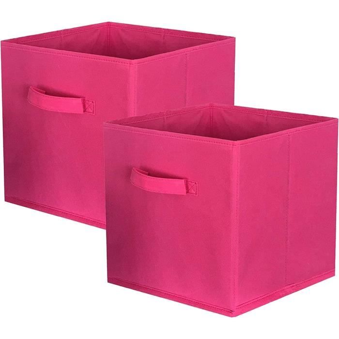 Boîte de rangement en tissu rose poudré pour étagère Milo