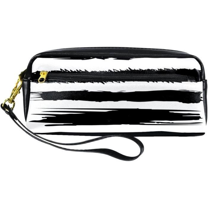 YINGD Trousse à Crayons En Cuir Synthétique Damassé - Noir/blanc - Ornement Pour étudiants, Couleur, 7.7cm*7.7cm*20.5cm, Ensemble Cartable