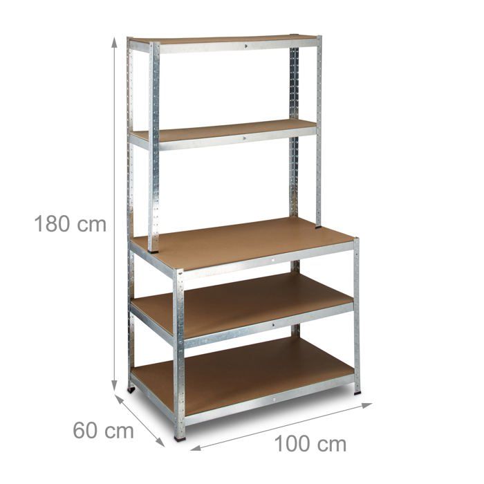 Etabli Atelier Garage Stagecaptain Étagère Atelier WBR-175 GR - 5 Niveaux - Charge 625 Kg - 180x90x60 Cm - Vert étagère établ 180x90cm