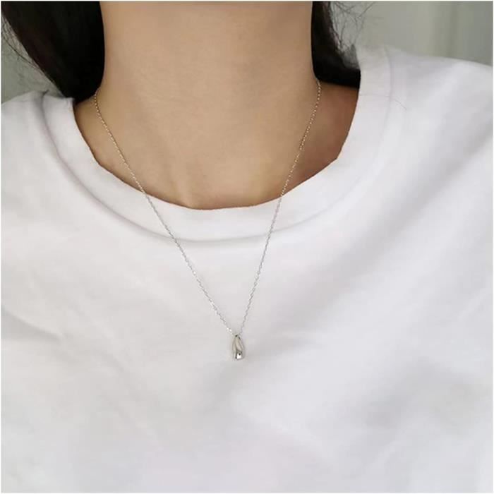 Collier Pendentif Goutte D’eau Avec Cristal Pour Femme - Chaîne Cire Longueur 70+6 Cm, Plaqué Or Ou Argent, Cadeau élégant