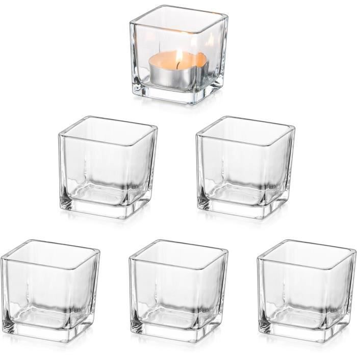 Lot De 6 Bougeoirs En Verre Transparent – Chandeliers Pour Centre De Table – Mariage & Déco
