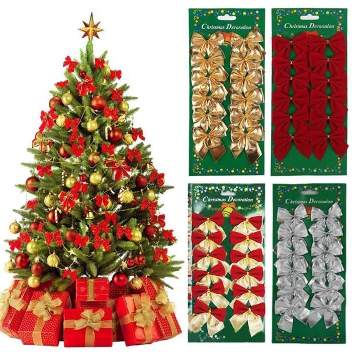 Lot de 24 noeuds pour sapin de noël décoration Cdiscount Maison
