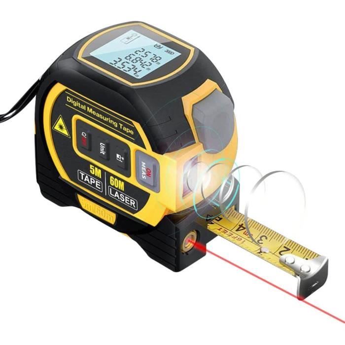 Télémètre Laser 3 En 1 80M - Mètre Ruban Numérique Avec Affichage LCD, à Piles