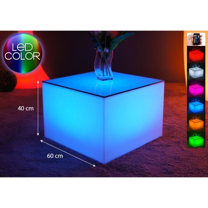 Table Basse Lumineuse Led Multicolore Nelio Achat Vente