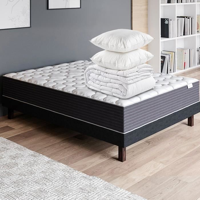 Matelas mémoire de forme 140x190 Memo HR Hbedding + couette chaude 240x200cm + 2 oreillers 60x60cm