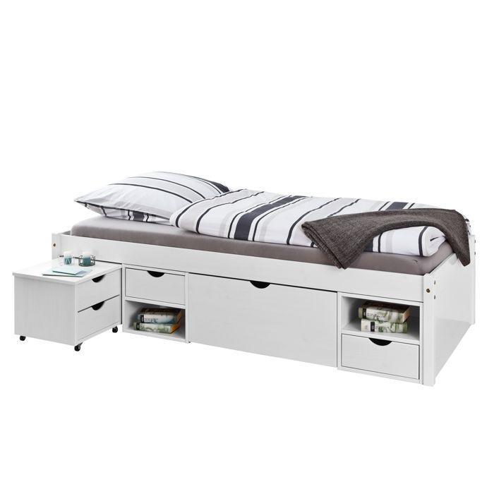 Inter Link Lit fonctionnel TILL 90x200 Blanc Bois massif Inter Link Lit fonctionnel TILL 90x200 Blanc Bois massif