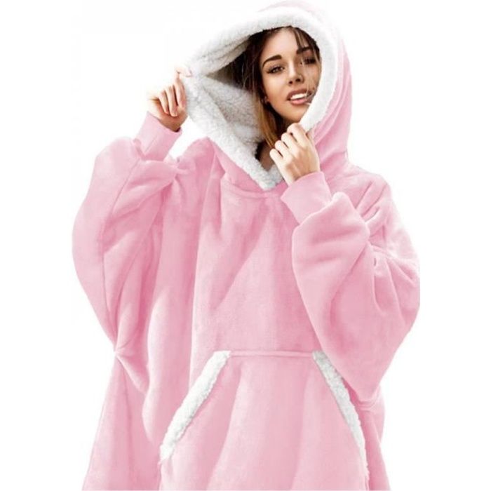 SPXMQSS Sweat Plaid Long, Plaid Pull Amples Et Chauds Sweetplaid Couverture  TV Confortable Et Respectueuse Peau Adulte Unisexe Pink : : Mode