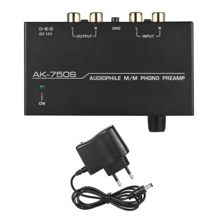 Préampli Phono MM Mini - Adaptateur 12V Inclus, Entrée/sortie RCA, Pour Platine Vinyle