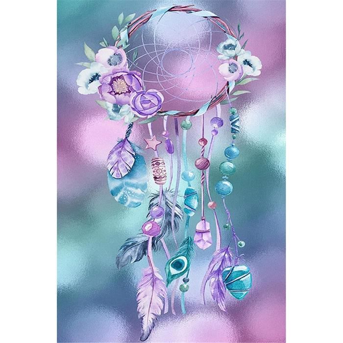 Artisanat DIY Kit Peinture Diamant 5D Abillyn - Loup Et Attrape-Rêves, Artisanat Pour Adultes Et Enfants Cadre Perçage Complet