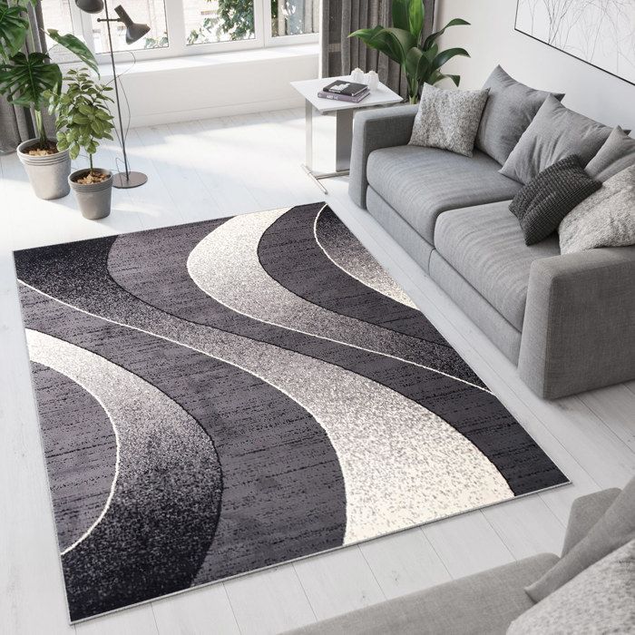 Tapiso Dream Tapis De Salon Chambre Design Moderne Fin Noir Gris