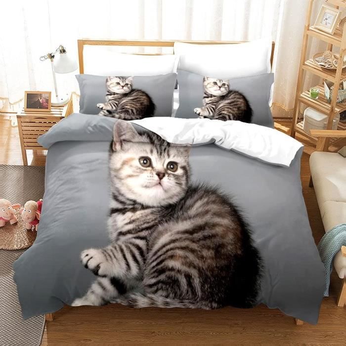 Literie De Chat Design Housse De Couette Animal Espace Drap De Lit De Chat Pour Enfants On Avec Taie D Oreiller 2x240cm 325 Cdiscount Maison