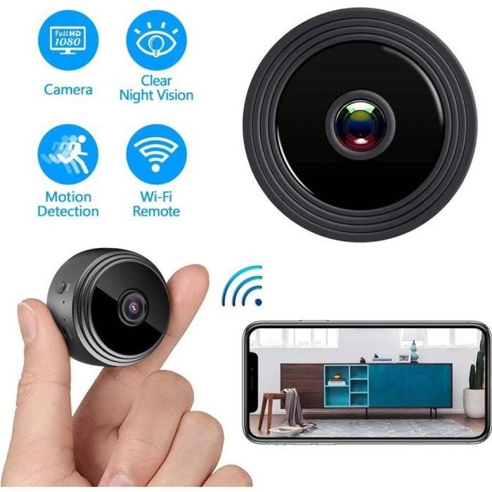 Mini Caméra Espion cachée sans Fil WiFi 1080P,Vision Nocturne Caméscope Secret Micro Caméscope distance surveillance