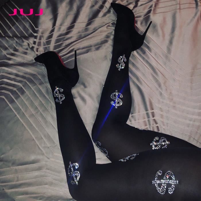 Bas fantaisie noir avec strass