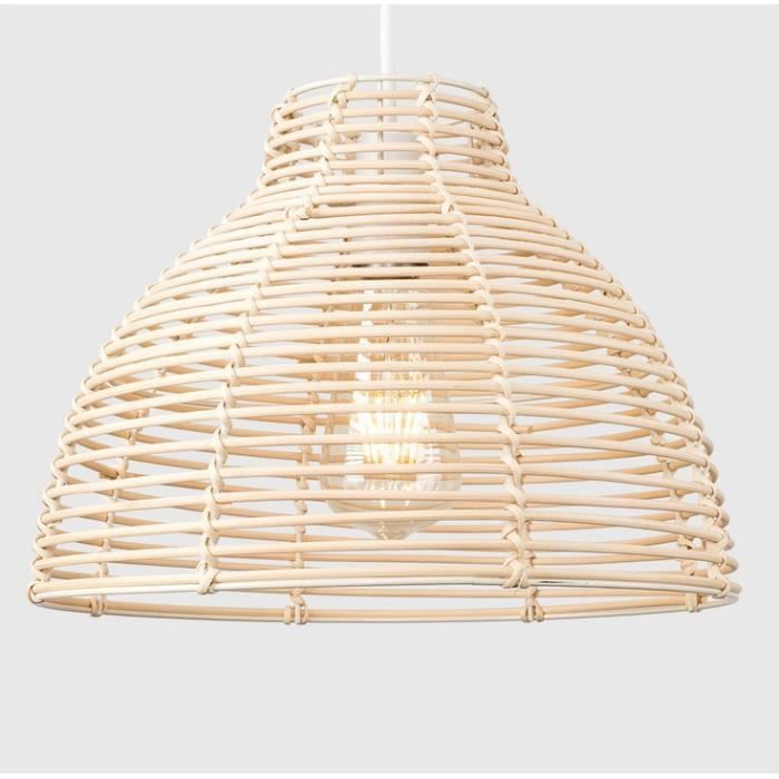 Moderne Ronde En Rotin Osier Style Plafond Pendentif Lampe Lampe