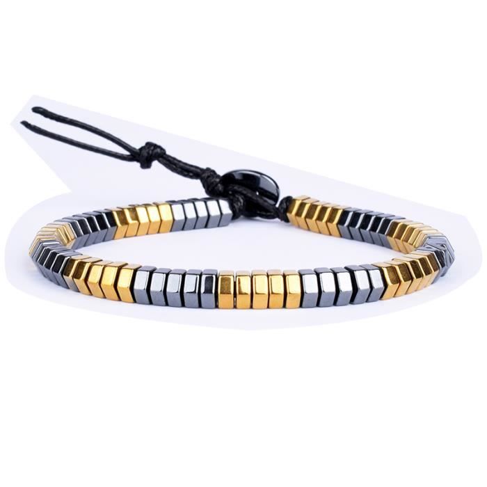 Bracelet Rétro Rigide Camée Hématite à Facettes Argenté - Occasion Très Bon état