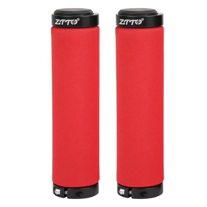 poignées de guidon 1 paire éponge vélo vélo poignée barre anti-dérapant poignées verrouillage sur VTT guidon poignée (rouge)