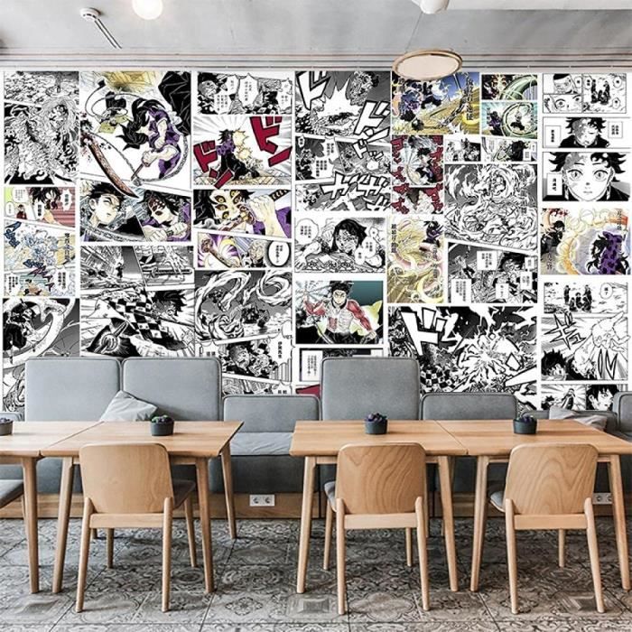 Demon Slayer Noir Et Blanc Manga Papier Peint Affiche Chambre Chevet Fond  Mur Japonais Anime Studio Papier Peint 300(L) x200(H[216] - Cdiscount  Bricolage