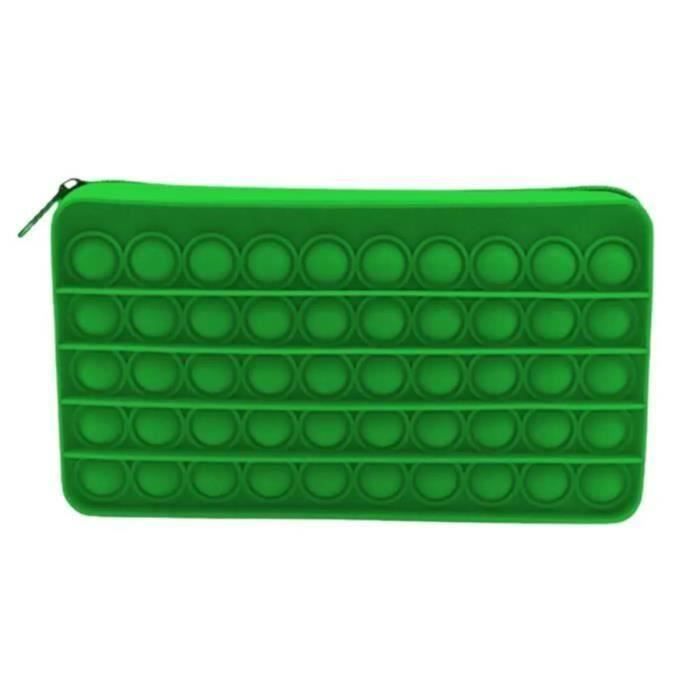 TROUSSE À CRAYONS VERTE En Silicone - Jouet Sensoriel Fidget "Bulle" - Neuf
