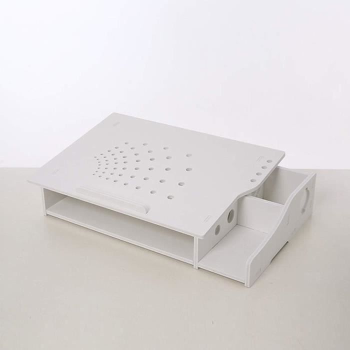 Table De Lit Pliable Avec Tiroir - Pour Ordinateur Portable, Repas, Lecture - 60x40x27 Cm, Blanc