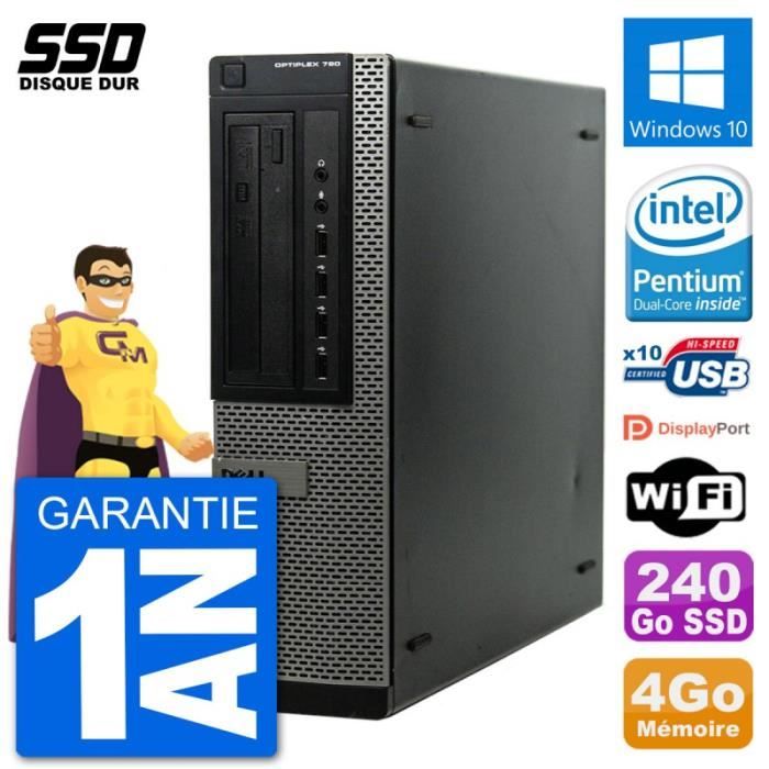 PC Dell OptiPlex 790 DT Intel G630 RAM 4Go SSD 240Go Windows 10 Wifi - Dell