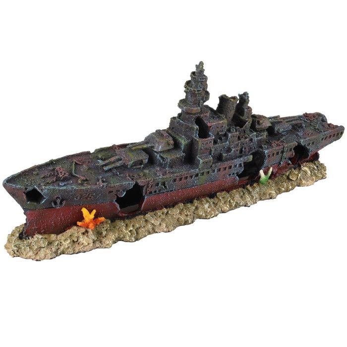 Meilleurs prix pour Bateau épave 48.5 x 10 x h 19cm,  Décoration aquarium - FLAMINGO 15 Multicolor