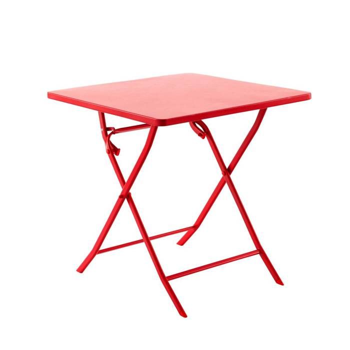 Table de jardin pliante carrée Greensboro groseille 2 places en acier traité époxy - Hespéride