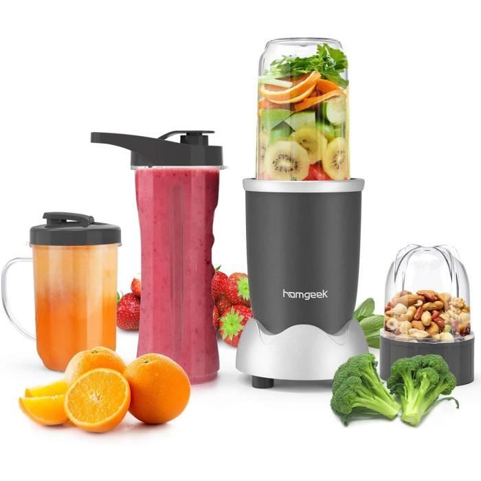 Blender Smoothie, Homgeek Mini Blender, Mixeur Multifonction avec 4