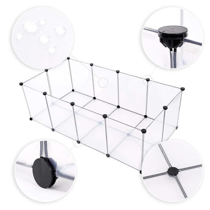 Clôture de bricolage pour petits animaux de compagnie - HOMEWELL - Transparente - 143*71*47cm
