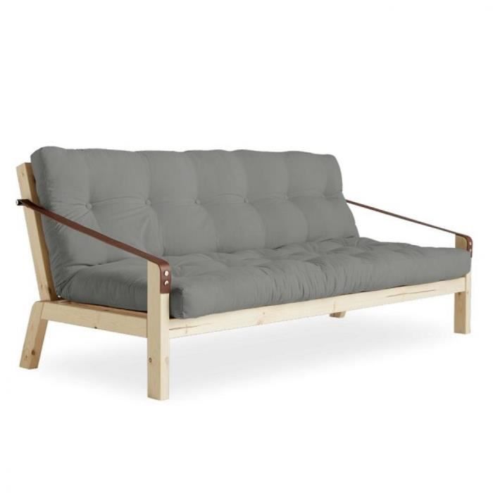 banquette futon poetry en pin massif - inside 75 - gris - 130 x 190 cm - ferme - scandinave - moderne