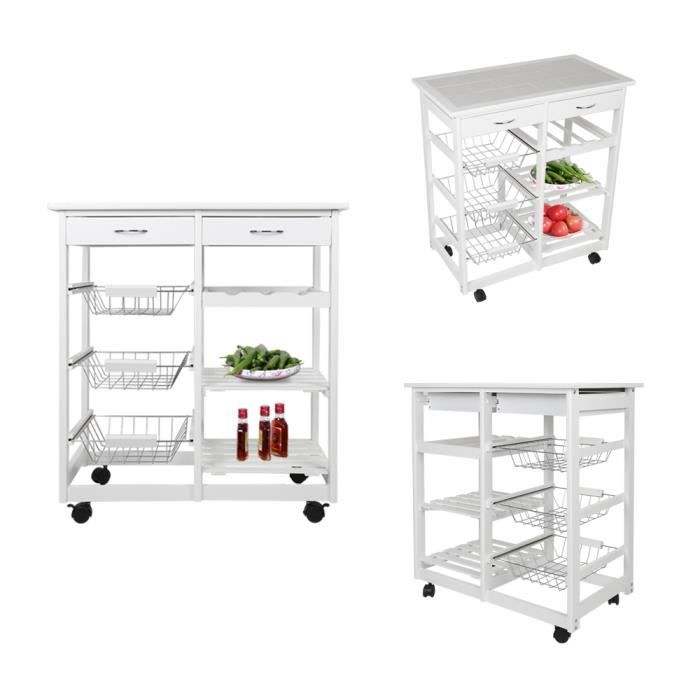G.a HOMEFAVOR Etagère Cagettes Avec Roues en Bambou pour Fruits et Légumes, Paniers à roulettes Rangement de Cuisine à Légumes à Fruits, 3 Niveaux, Empilables, 26 x 34,3 x 81 cm