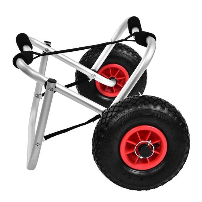 Chariot Transport Kayak Pliable - 2 Roues Gonflables, Aluminium Léger, Pour Canoë, Paddle, Bateau
