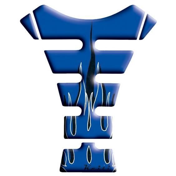 BIKE-label Protège-Réservoir 3D Moto – Tête De Mort Flammes Bleu – Effet Relief Résistant Essence & UV – Made In Germany
