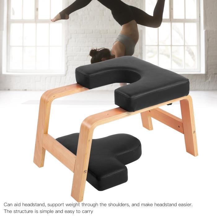 Tabouret De Yoga Eumatenova - Chaise D'Inversion Pour Postures Tête En Bas - Bois De Bouleau, Coussin PU - Support 200 Kg