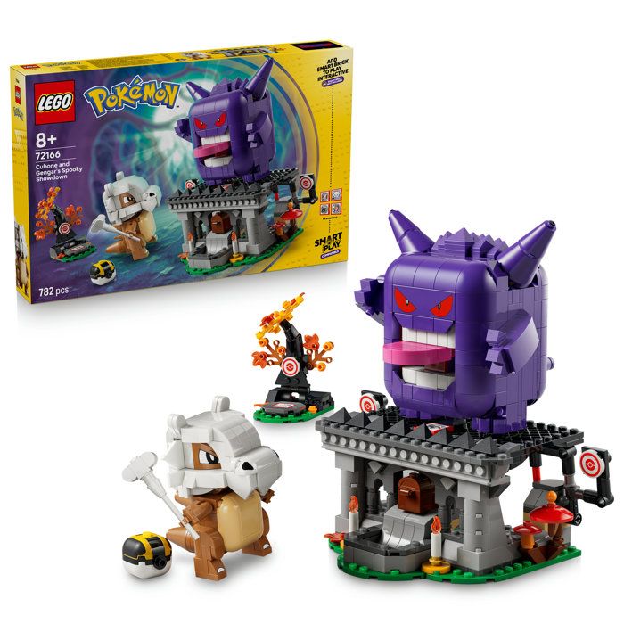 LEGO Pokémon 72166 Set de construction compatible SMART Play™ Ectoplasma et Osselait Effrayant Affrontement Dès
