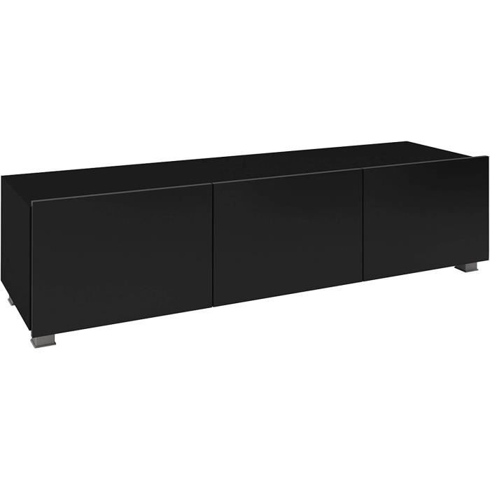 calabrini 150 br04 meuble tv mural noire avec couvercle et ouverture sans poignée