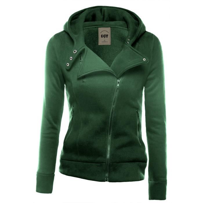Femme Veste Avec Capuche Zipped Jacket Vert Vert Cdiscount Pr t