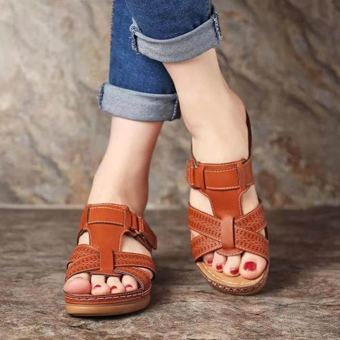 Sandales Compensées Femme été - Bout Ouvert, Semelle Antidérapante, Confortables, Style Mules/pantoufles Pour Plage Ou Maison