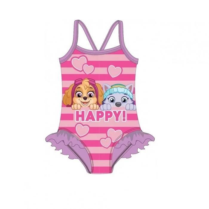 Maillot de bain une piece fille Pat Patrouille Paw Patrol Multicolor Rose