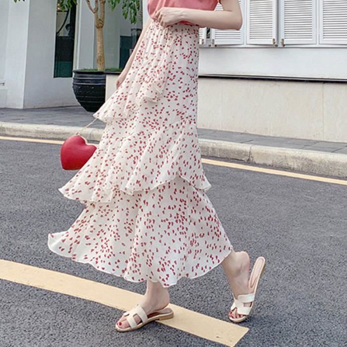 Jupe Portefeuille Midi à Pois – Bleue, Taille S, Femme (Eight, Polyester)