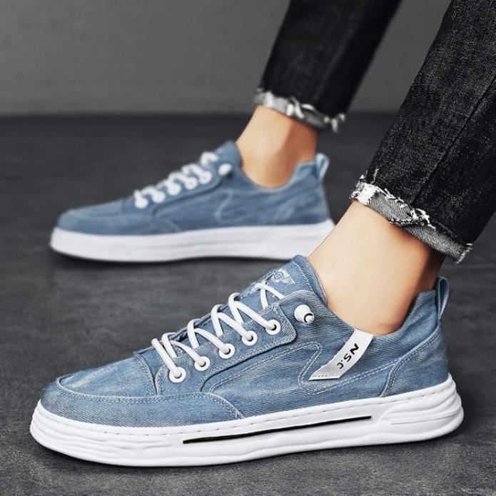 Basket Homme Toile confortable mode ete KJEHOME bleu lacets Bleu Cdiscount Chaussures