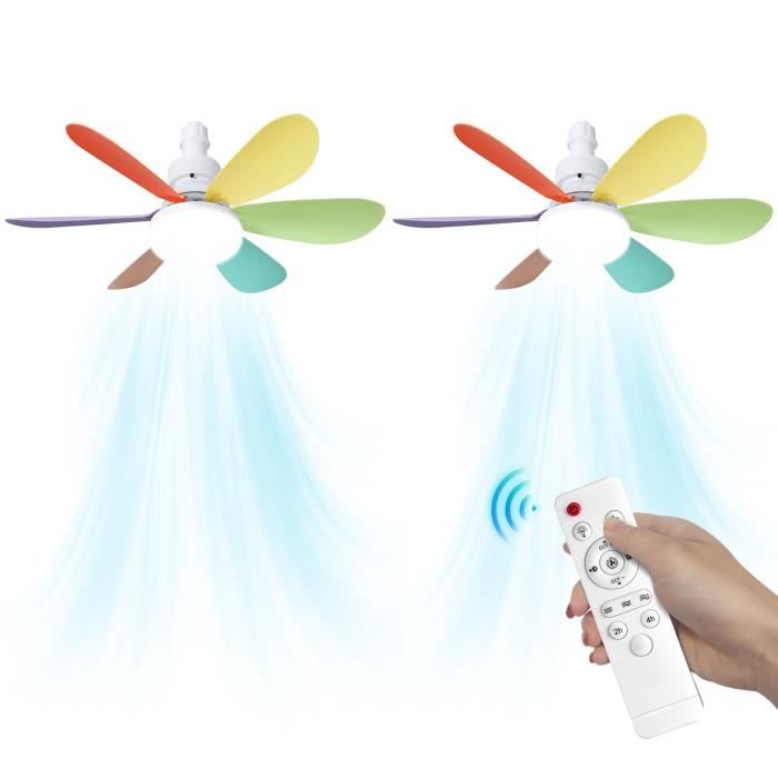 Ventilateur Plafond Avec LED Dimmable 30W - 3 Vitesses, 3 Couleurs, Télécommande, Minuterie, Diamètre 26 Cm