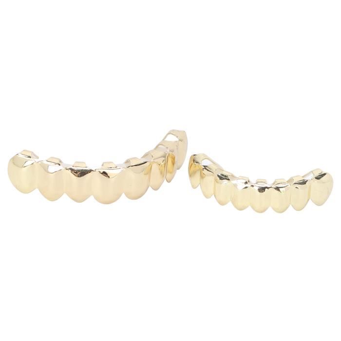 Lot De 2 Fausses Dents Argentées Hip-Hop HEMOTON - Pour Halloween, Fête Déguisée, Cosplay - Effet Métal