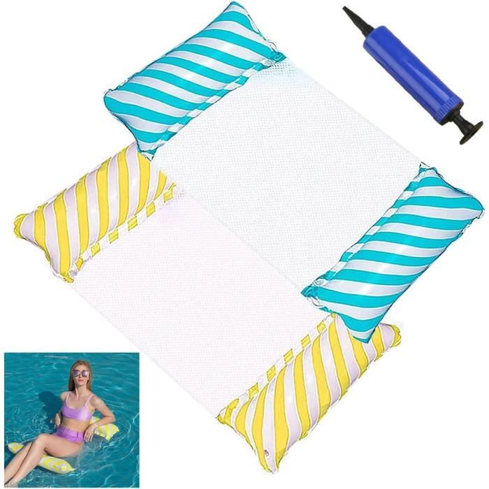 Matelas Gonflable Piscine Adulte 150x78 Cm – Pompe à Pied Incluse, PVC Résistant, Jaune, Pour Plage Et Lac