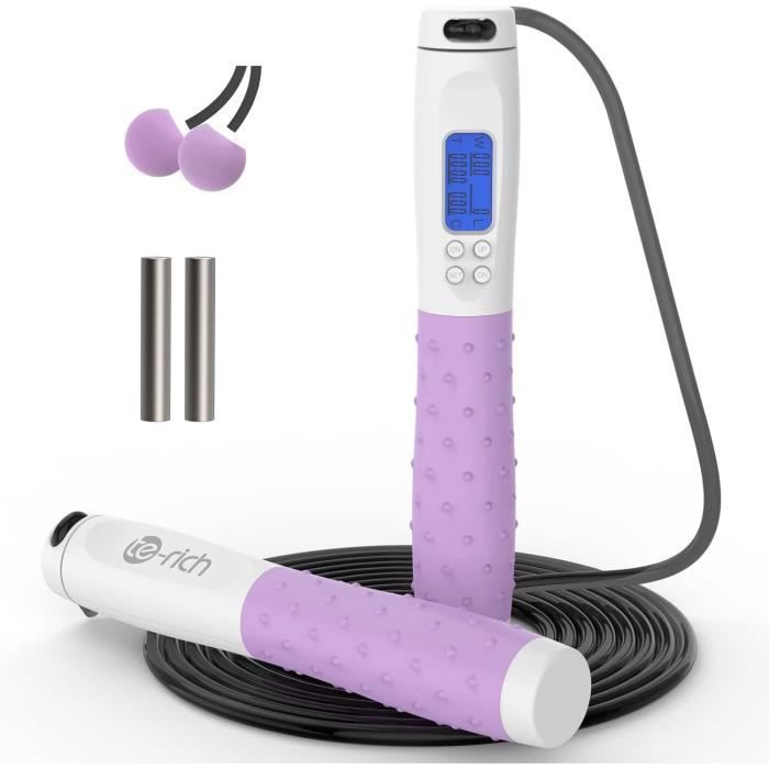 Corde à Sauter Numérique Sans Fil Avec Poids - Compteur LCD - Boules De Gravité Pour Fitness
