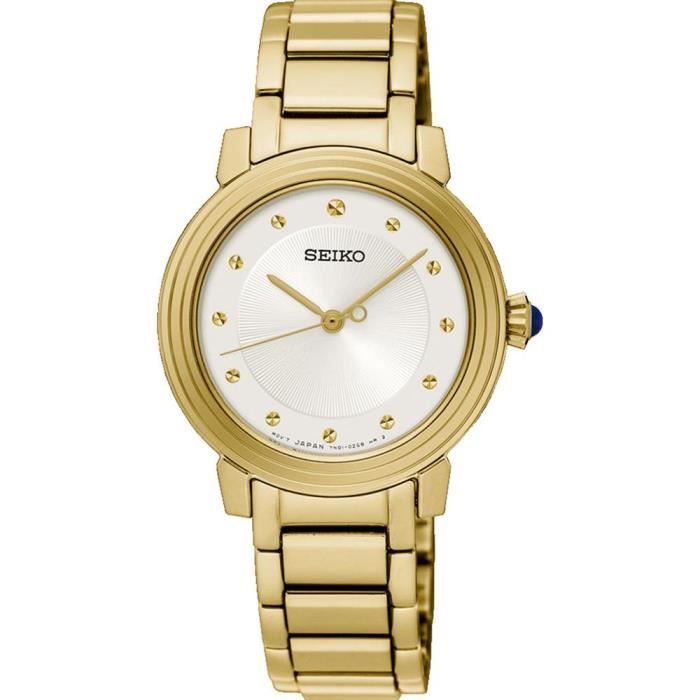 SEIKO FEMME 29MM BRACELET ACIER INOXYDABLE PLAQU OR QUARTZ MONTRE