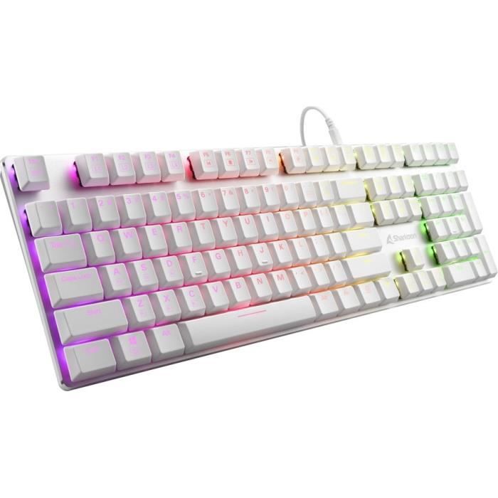 Clavier mécanique SHARKOON PUREWRITER WH KAILH BLUE US RGB – KAILH LOW PROFILE CHOC BLUE
