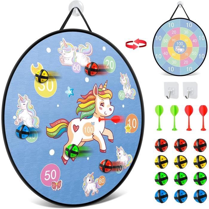 Jeu De Fléchettes Enfants LAMEK - Cible Double Face 66cm + 6 Balles Collantes - Sécurisé Et Amusant - Pour Intérieur/extérieur - Cadeau Idéal