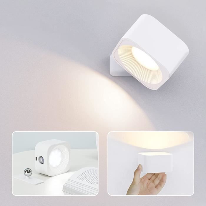 Applique Murale LED FOMYHEARD - 3 Luminosités & 3 Températures, Rotative 360°, Rechargeable USB | Pour Chambre, Salon