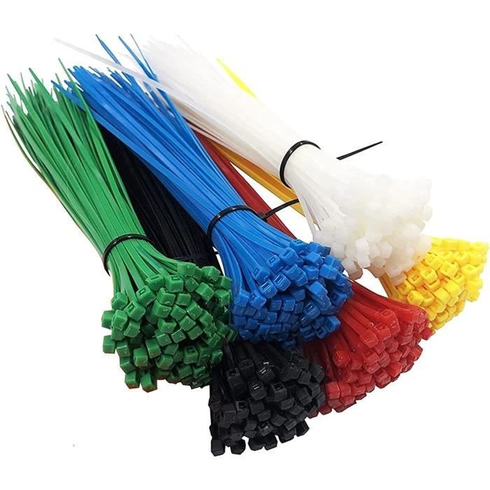 600 Pièces Attaches de Cable, Collier De Serrage Plastique Colorés 100mm,  Colliers Serre Cable Pour La Gestion Des Cables De Jar58