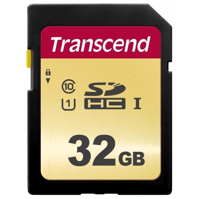 Carte SD 32GB UHS-I U1 - TRANSCEND - 500S - Capacité de stockage - Carte mémoire SDHC UHS-I